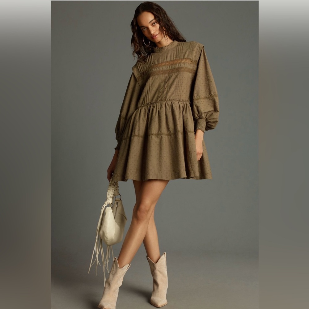 NWT Anthropologie Pilcro Long-Sleeve Mock-neck Swing Mini Dress
